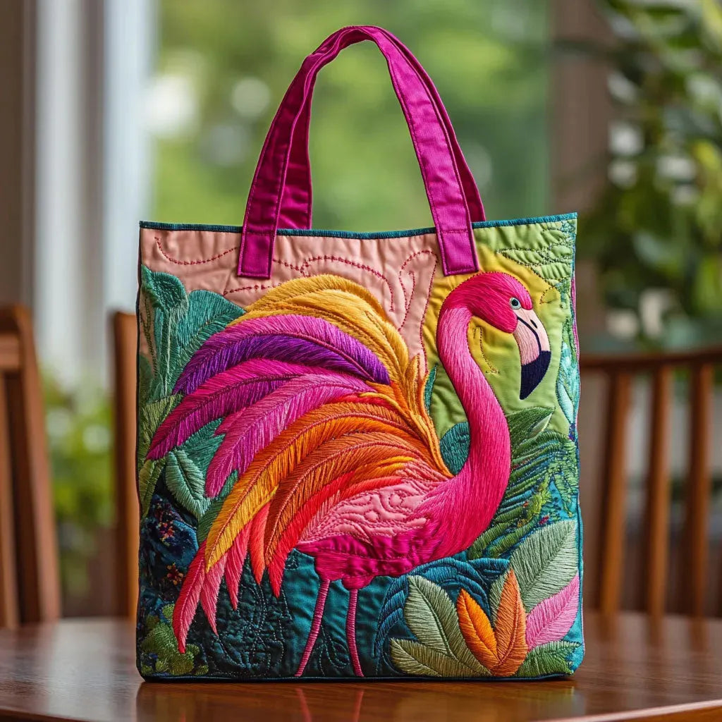 Handgjord väska - Flamingo och regnbåge